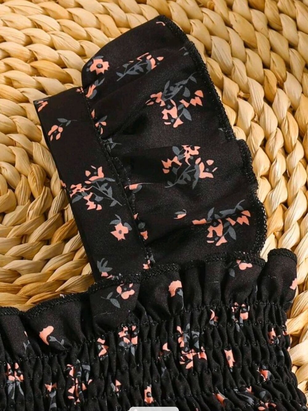 Elladie Kids ✦ Ditsy Floral Sundress ✦ Smocked Ruffle Strap A‑Line Black 5Y NWT - Picture 5 of 9